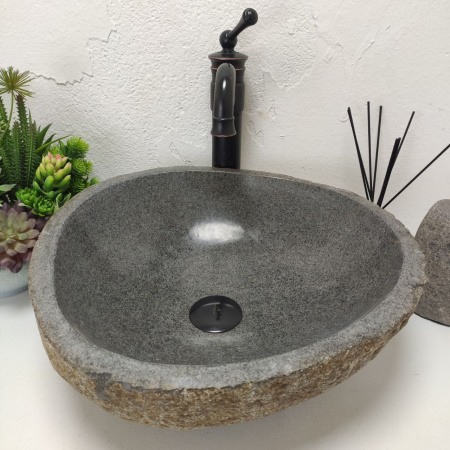 Накладная раковина из речного камня RS01531 (43*41*15) C15 фото