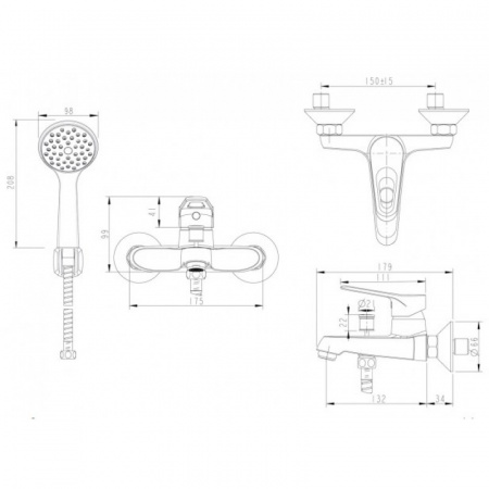 Смеситель для ванны с душем Bravat Eco-D F693158C-B фото