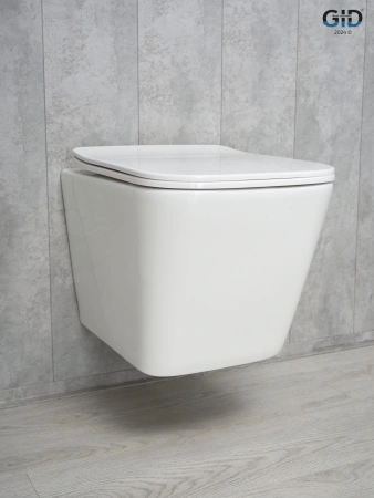 Подвесной унитаз безободковый Gid Tr2143 с сиденьем фото