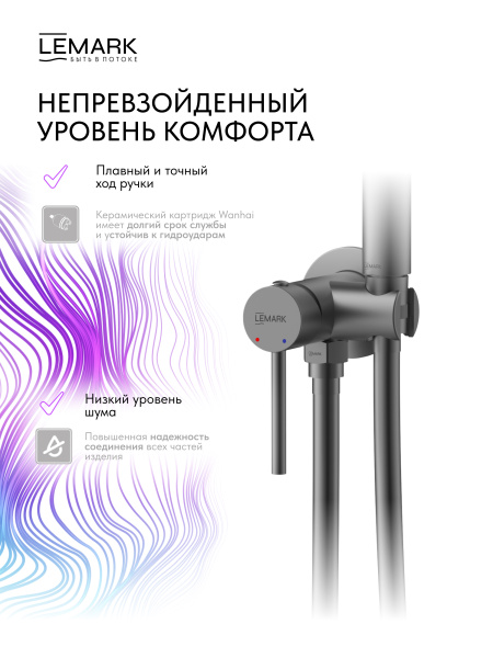 Гигиенический душ со смесителем Lemark Kalina LMF-2118S-GM графит фото