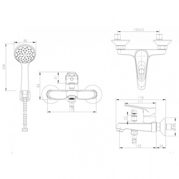 Смеситель для ванны с душем Bravat Eco-D F693158C-B фото