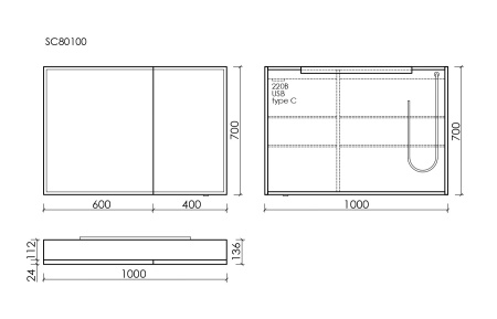 Зеркало-шкаф с подсветкой Sancos Evoke SC80100 100x70 фото