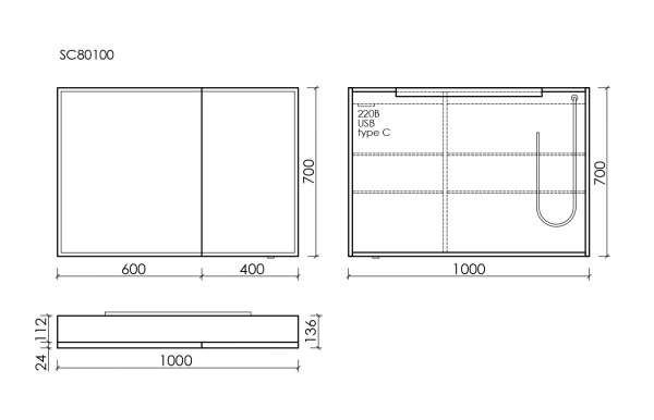 Зеркало-шкаф с подсветкой Sancos Evoke SC80100 100x70 фото