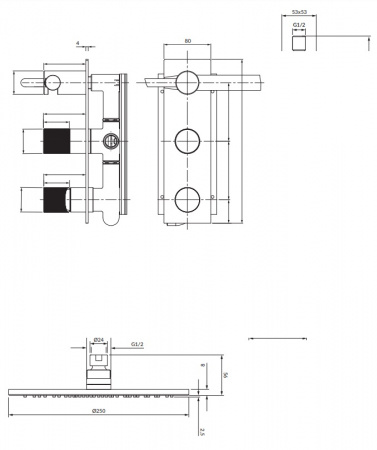 Душевая система для скрытого монтажа Omnires Contour SYSCT10GLB золото фото