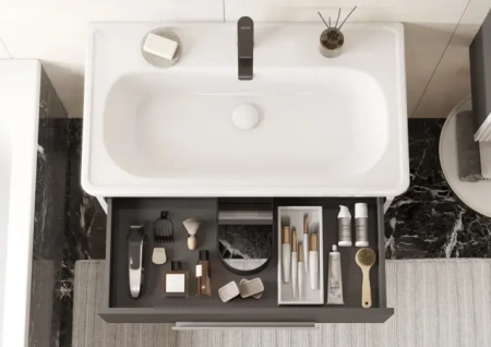 Тумба под раковину Акватон Ар-Деко 85 1A280401DD8D0 серый кобальт фото