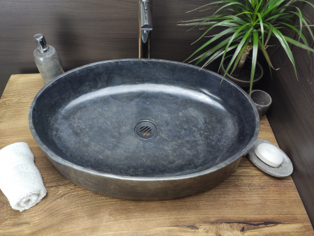 Раковина из мрамора Indo Oval Blak Big OM-00096 фото