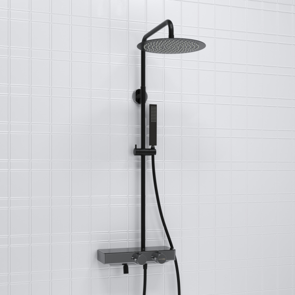 Душевая система (стойка) с термостатом WasserKRAFT Thermo A114.160.218.CB черная матовая фото