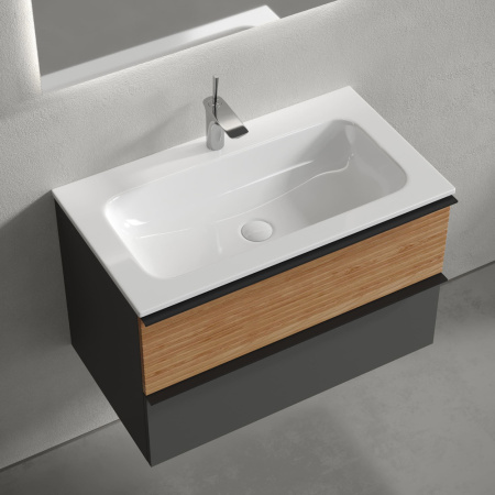 Тумба под раковину Sancos Delta DL80GR дуб красный/графит фото