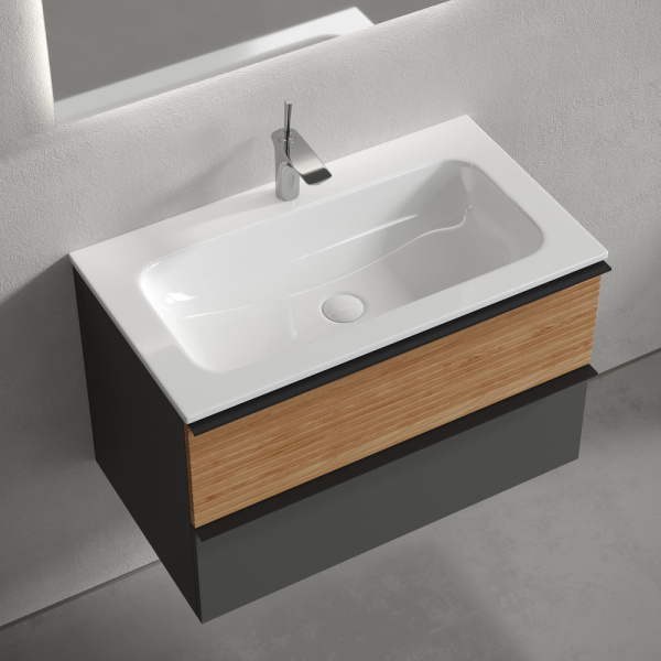 Тумба под раковину Sancos Delta DL80GR дуб красный/графит фото