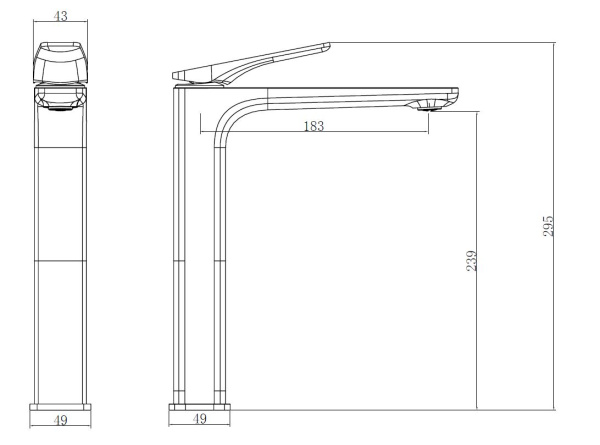 Высокий смеситель для раковины Vincea Puro VBF-5P02GM вороненая сталь фото