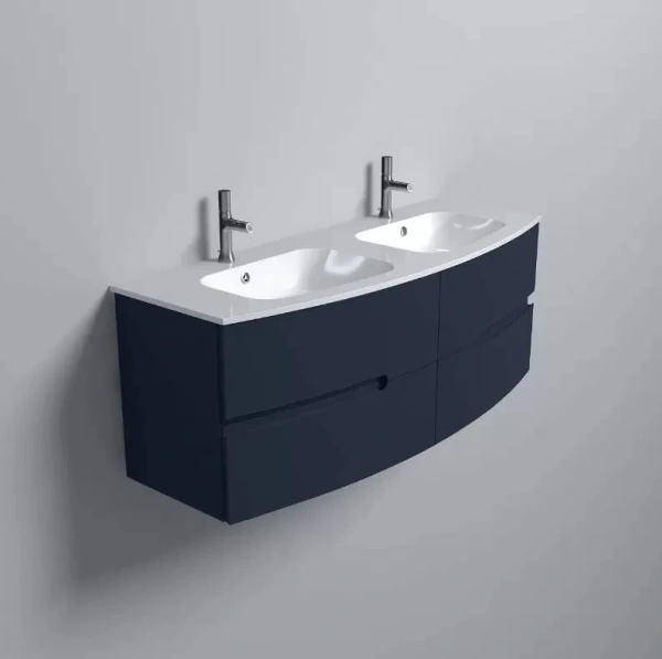Тумба с двойной раковиной Jacob Delafon Nona 140 EB1891RU-G98 глянцевый темно-синий фото