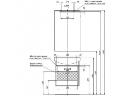 Тумба с раковиной Aquanet Грейс 60 00212649 фото