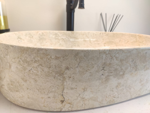 Накладная раковина из мрамора Oval Cream Big OM-00611 (60*40*14см) фото