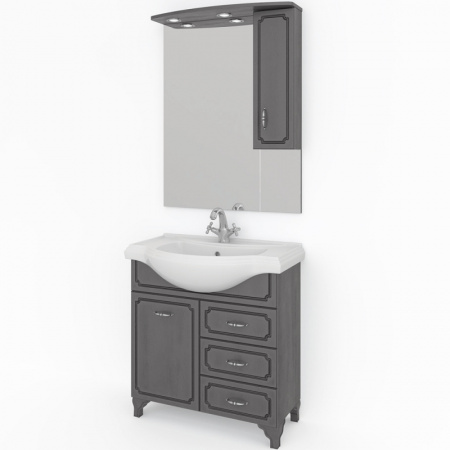 Зеркало-шкаф Kaksa Патина 004482 80 см серый с черным фото