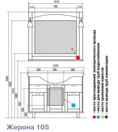 Зеркало Акватон Жерона 105 1A158802GEM20 фото