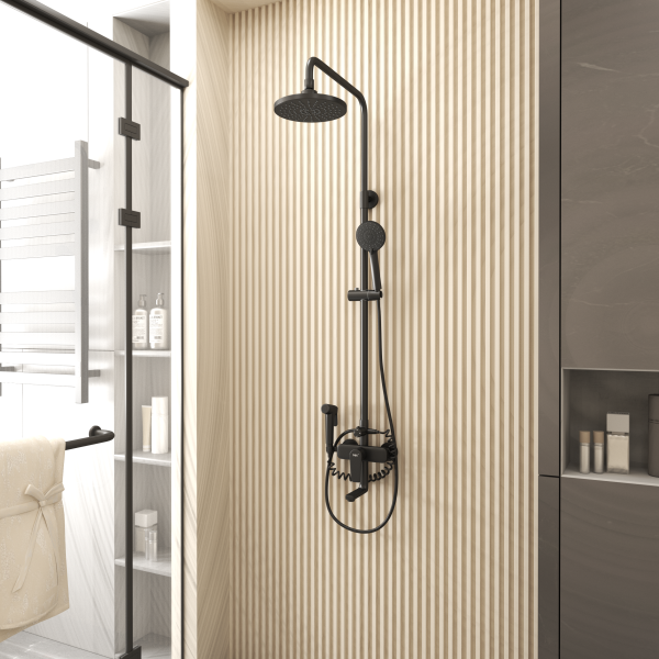 Душевая система с гигиеническим душем D&K Bayern.Furth DA1524705B18 черная матовая фото