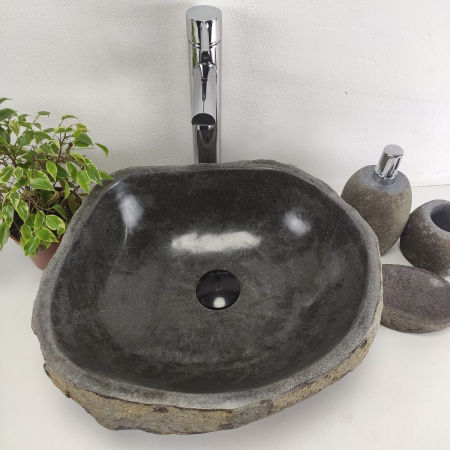 Накладная раковина из речного камня RS0951 (45*39*16) фото