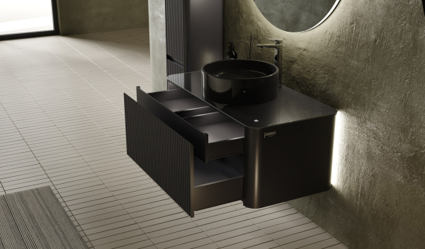 Тумба под раковину с подсветкой Jorno Lumino 100 Lum.01.100/P/A/JR антрацит фото