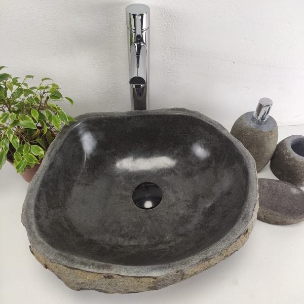 Накладная раковина из речного камня RS0951 (45*39*16) фото