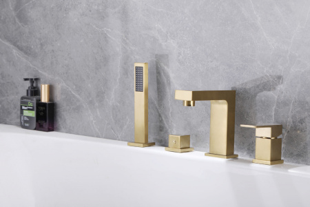 Смеситель на борт ванны Abber Daheim AF8213G золото матовое фото