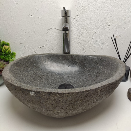 Накладная раковина из речного камня RS01299 (47*37*17) фото