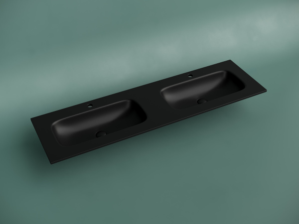 Двойная раковина Ceramica Nova Grace CN7023MB 161x45 черная матовая фото