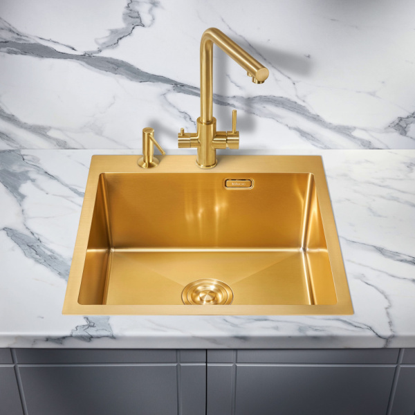 Мойка для кухни из нержавеющей стали Milacio Denia 51 MC.77488 51x51 брашированное золото фото