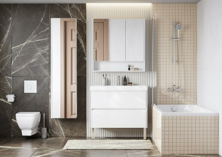 Шкаф-пенал Акватон Сканди 40 1A253403SD010 белый глянцевый / белый матовый фото