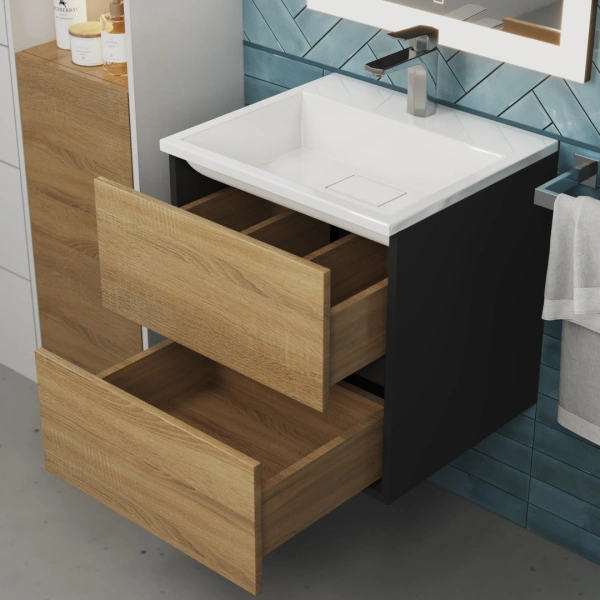 Тумба под раковину Uperwood Barsa 50 2937205252  черная/дуб сонома фото