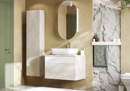 Тумба под раковину Акватон Марбл 80 1A276201MH4C0 белый матовый/слэйт фото