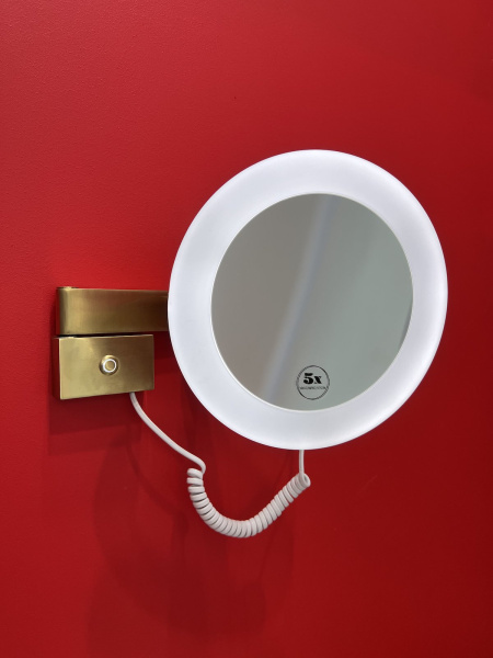 Зеркало с подсветкой и 5 кратным увеличением Timo Petruma 15276/17 матовое золото фото