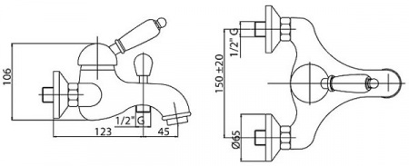 Смеситель для ванны с душем с ручным душем Cezares Vintage VINTAGE-VDM-01-Sw-N хром/swarovski Nero фото