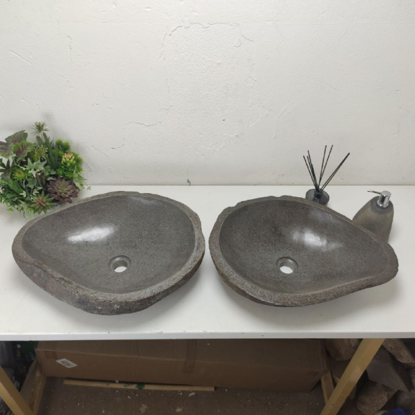 Раковина из речного камня ПАРА!!! RS01730 (55*42*15) фото