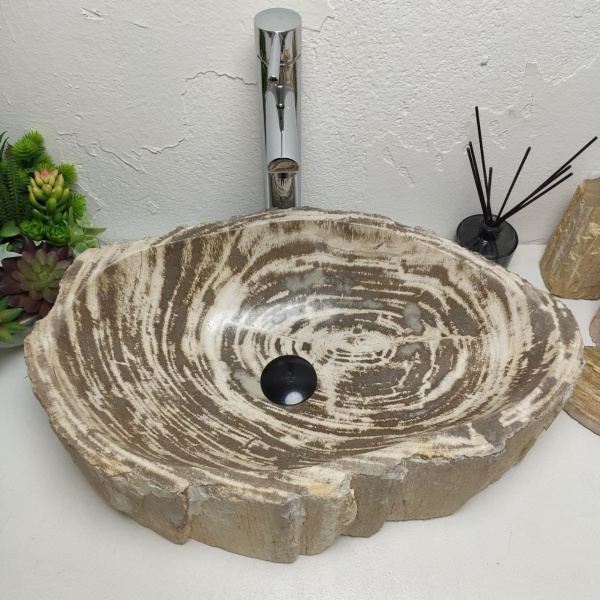 Накладная раковина из окаменелого дерева Fossil Basin OD-01303 (57*36*15) фото