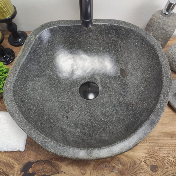 Накладная раковина из речного камня RS0585 (47*46*15) фото