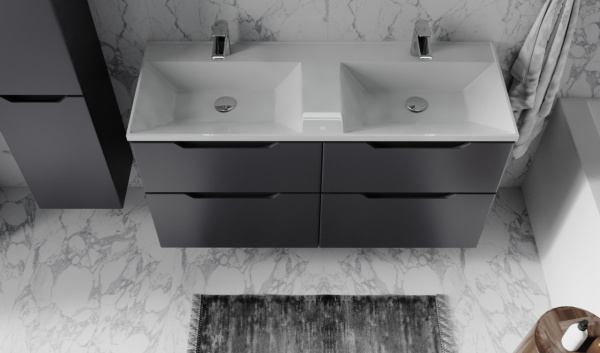 Тумба с двойной раковиной Raval Wector 120 Wct.01.120/P/A/MD антрацит фото