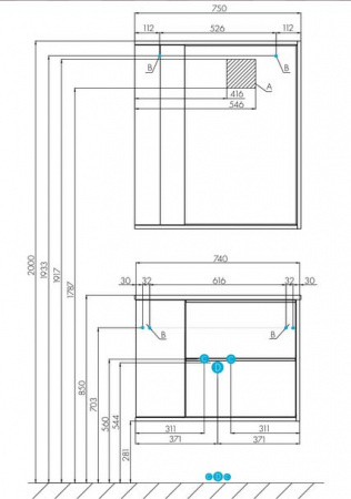 Зеркало-шкаф Акватон Бостон 75 1A240302BN010 фото
