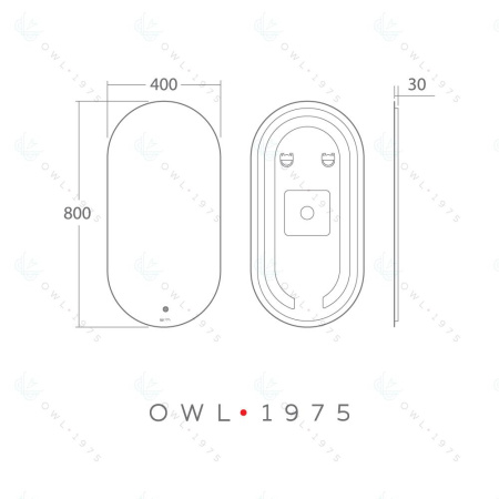 Зеркало с ореольной LED подсветкой OWL 1975 Rusken OWLM200303 40x80 фото