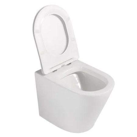 Приставной унитаз безободковый Abber Bequem AC1113 с сиденьем фото