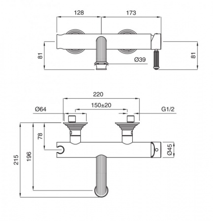 Смеситель для ванны с душем Cezares Aphrodite APHRODITE-VDM-02-Bi фото