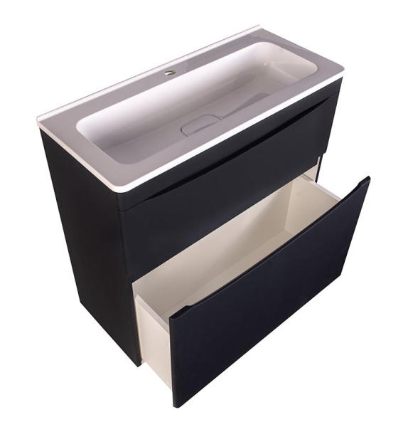 Тумба под раковину Style Line Бергамо мини 80 СС-00002313 черная матовая фото