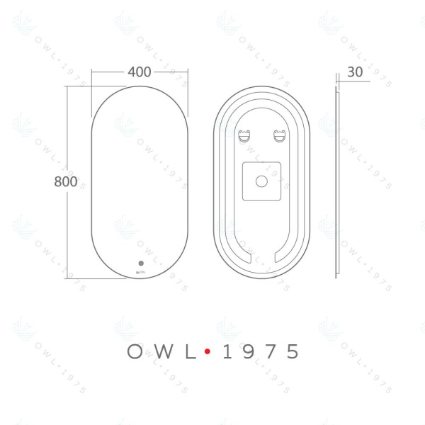 Зеркало с ореольной LED подсветкой OWL 1975 Rusken OWLM200303 40x80 фото