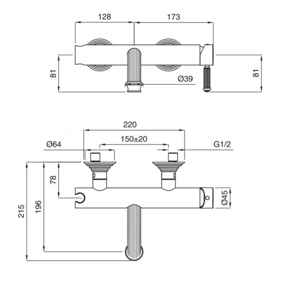 Смеситель для ванны с душем Cezares Aphrodite APHRODITE-VDM-03/24-Bi фото