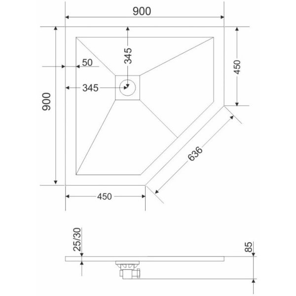 Душевой поддон из литого мрамора Grossman Strong GR-S19090D 90x90 фото