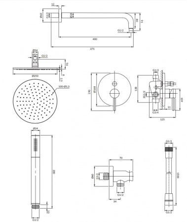 Душевая система для скрытого монтажа Omnires Y SYSY22XCR фото