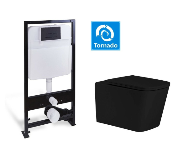 Комплект подвесной унитаз с инсталляцией SantiLine SL-5027MB+SL-04 фото