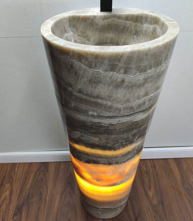 Раковина напольная из оникса Grey ON-01366 (40*40*90) фото