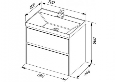 Тумба с раковиной Aquanet Гласс 70 00242523 фото