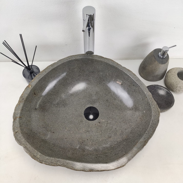 Накладная раковина из речного камня RS0970 (54*47*16) фото