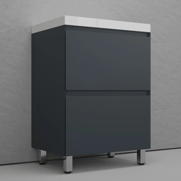 Тумба напольная под раковину Style line Манхэттен 60 ЛС-00002378 графит фото